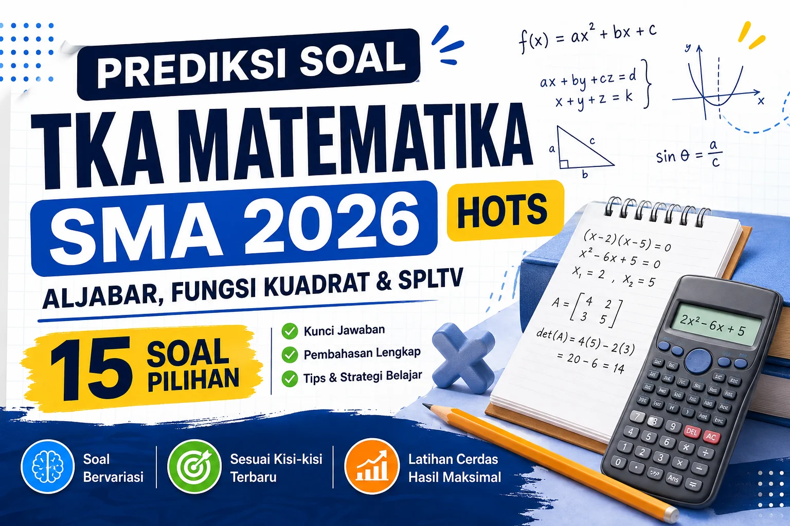 Prediksi Soal TKA Matematika SMA 2026: Aljabar, Fungsi Kuadrat & SPLTV HOTS