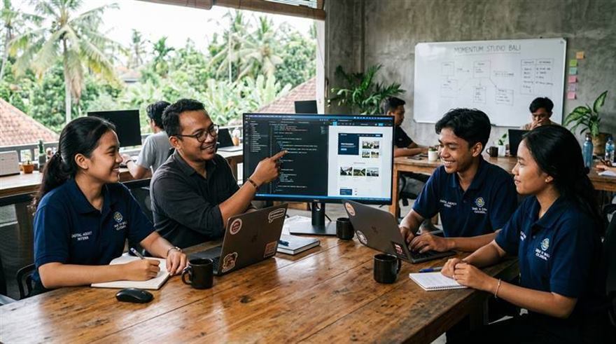 Fotografer dan kreator visual pemula mempelajari pengoperasian kamera dan pencahayaan studio di Malang
